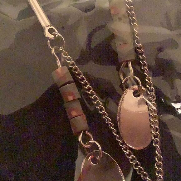 Boho Lariat Layering Silver Tone Earthy Necklace - Picture 5 of 6